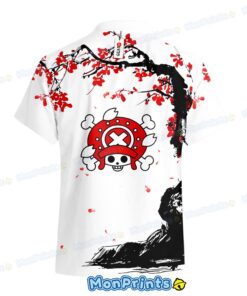 chopper hawaiian shirt one piece cherry blossom japanese ink style 3 8p04o