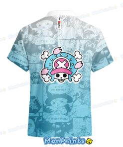 chopper hawaiian shirt one piece manga style blue anime button up 3 57y1q