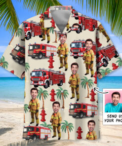 Custom Face Firefighter Hawaiian Shirt – Funny Summer Gift
