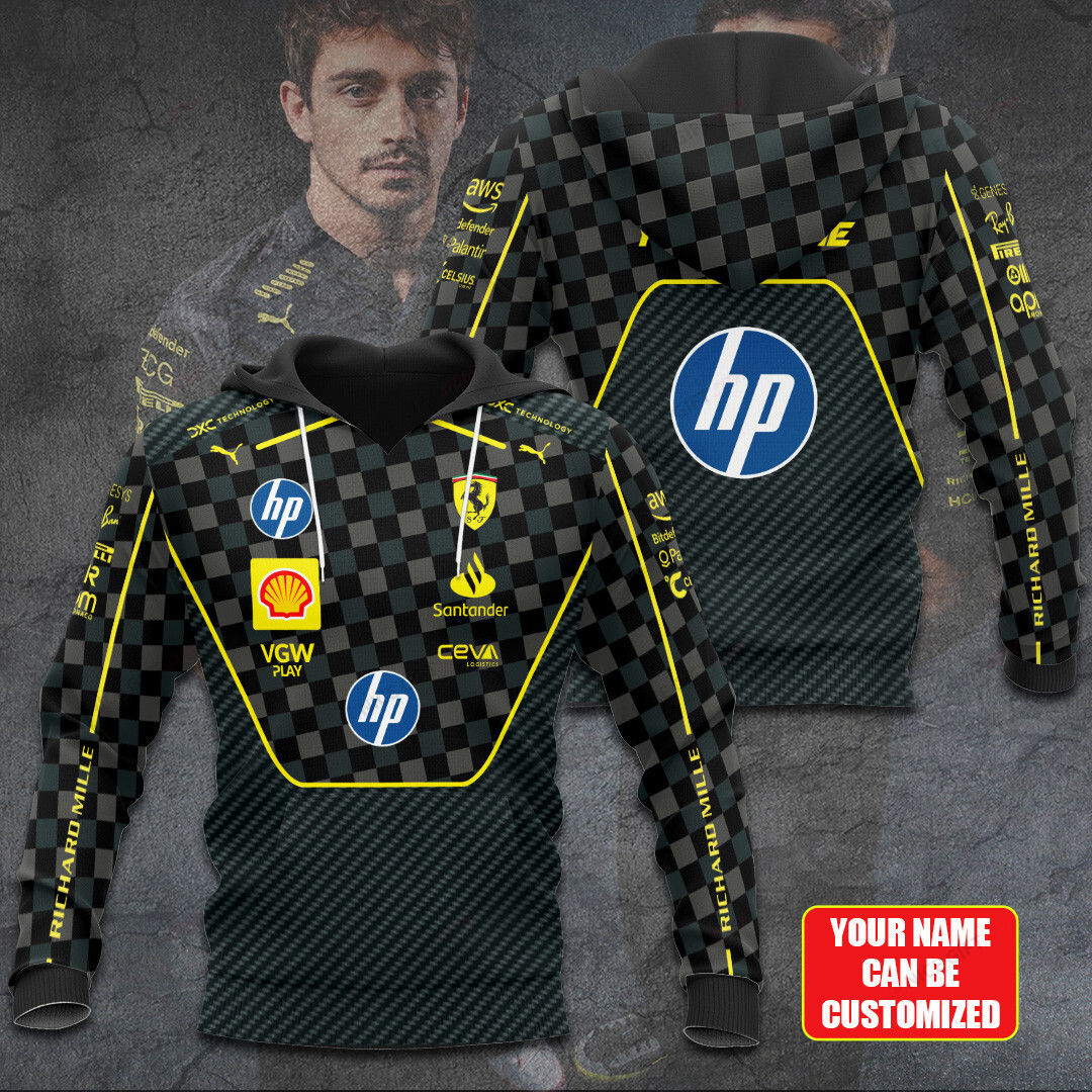 custom ferrari hoodie scuderia racing zip up f1 black checkered 3d jacket 1zbv6