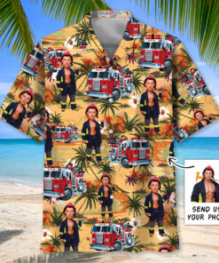 Custom Firefighter Face Hawaiian Shirt – Funny Personalized Summer Gift