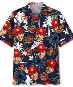 custom firefighter hawaiian shirt with your face funny gift 8 abk08