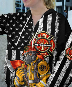 Custom Firefighter Hoodie – Personalized Name Fire Rescue Honor Courage Pullover