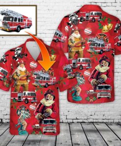 Custom Image Firefighter Fire Truck Christmas Hawaiian Shirt