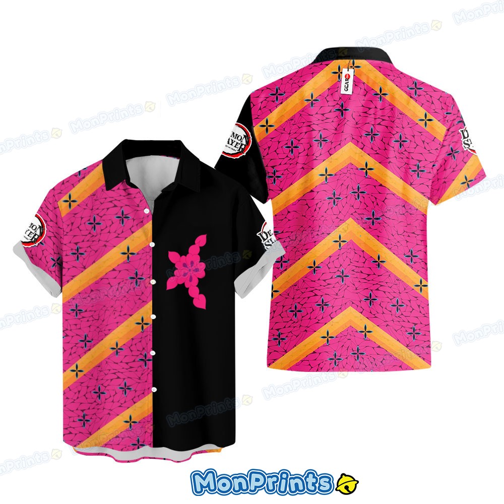daki split design hawaiian shirt demon slayer kimono pattern anime tee 1 aecnb