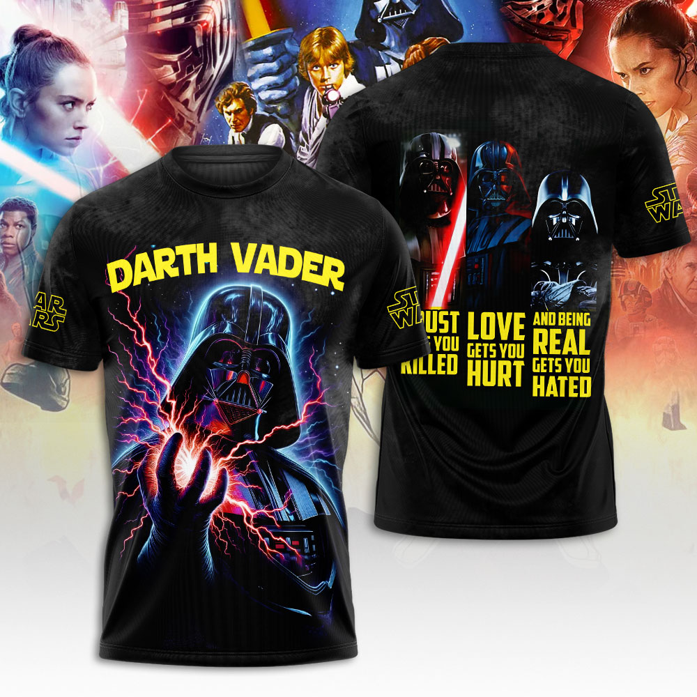 darth vader power shirt star wars tee with trust love and real quote 1