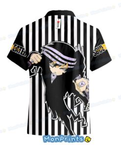 death the kid hawaiian shirt soul eater anime black striped button up 3 o989m