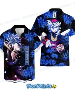 Douma Hawaiian Shirt – Demon Slayer Blue Spider Lily Upper Moon Tee
