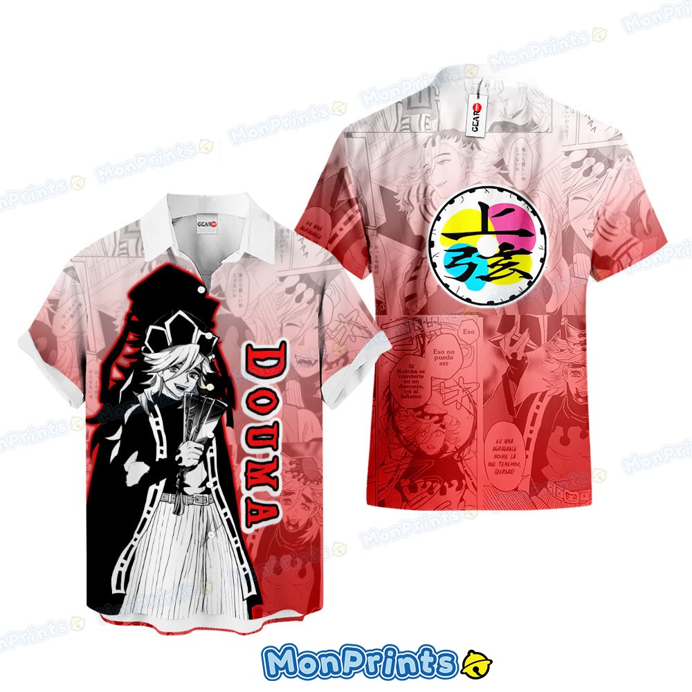 douma hawaiian shirt demon slayer manga style upper rank villain tee 1 uq3wl