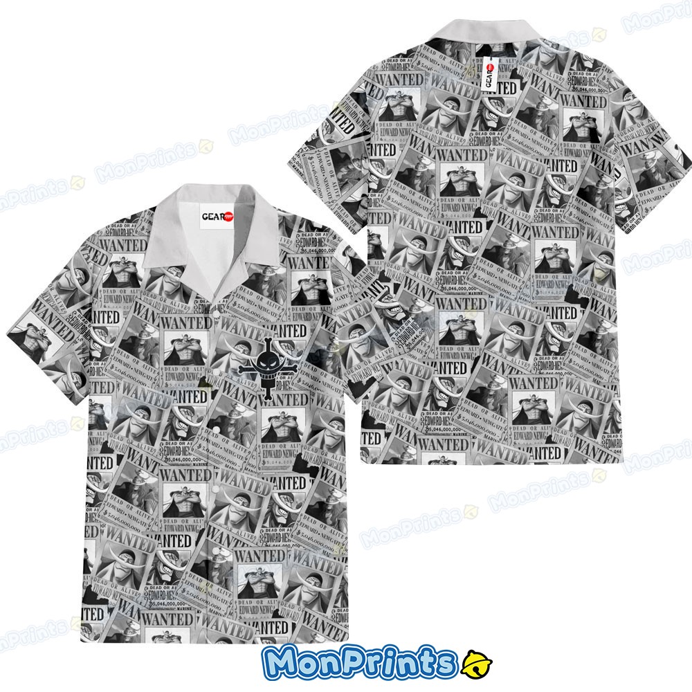 edward newgate hawaiian shirt manga style one piece wanted poster 1 kgr9y
