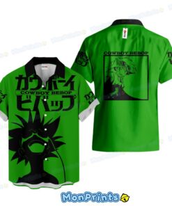 Edward Wong Hawaiian Shirt, Cowboy Bebop Anime Shirt, Green Japanese Style
