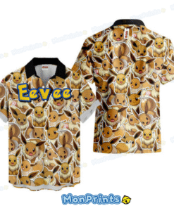 Eevee Hawaiian Shirt, Full Print Pokemon Shirt, Cute Summer Outfit