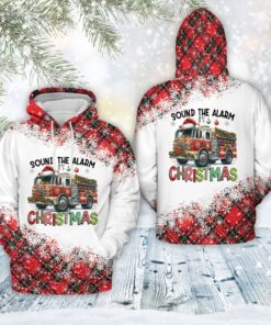 Fire Truck Firefighter Christmas 3D Hoodie