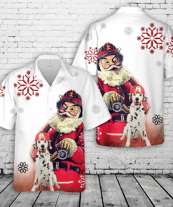 Fire Truck Firefighter Christmas Hawaiian Shirt