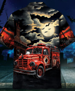 fire truck horror hawaiian shirt haunted halloween firefighter shirt 4 a3qc2