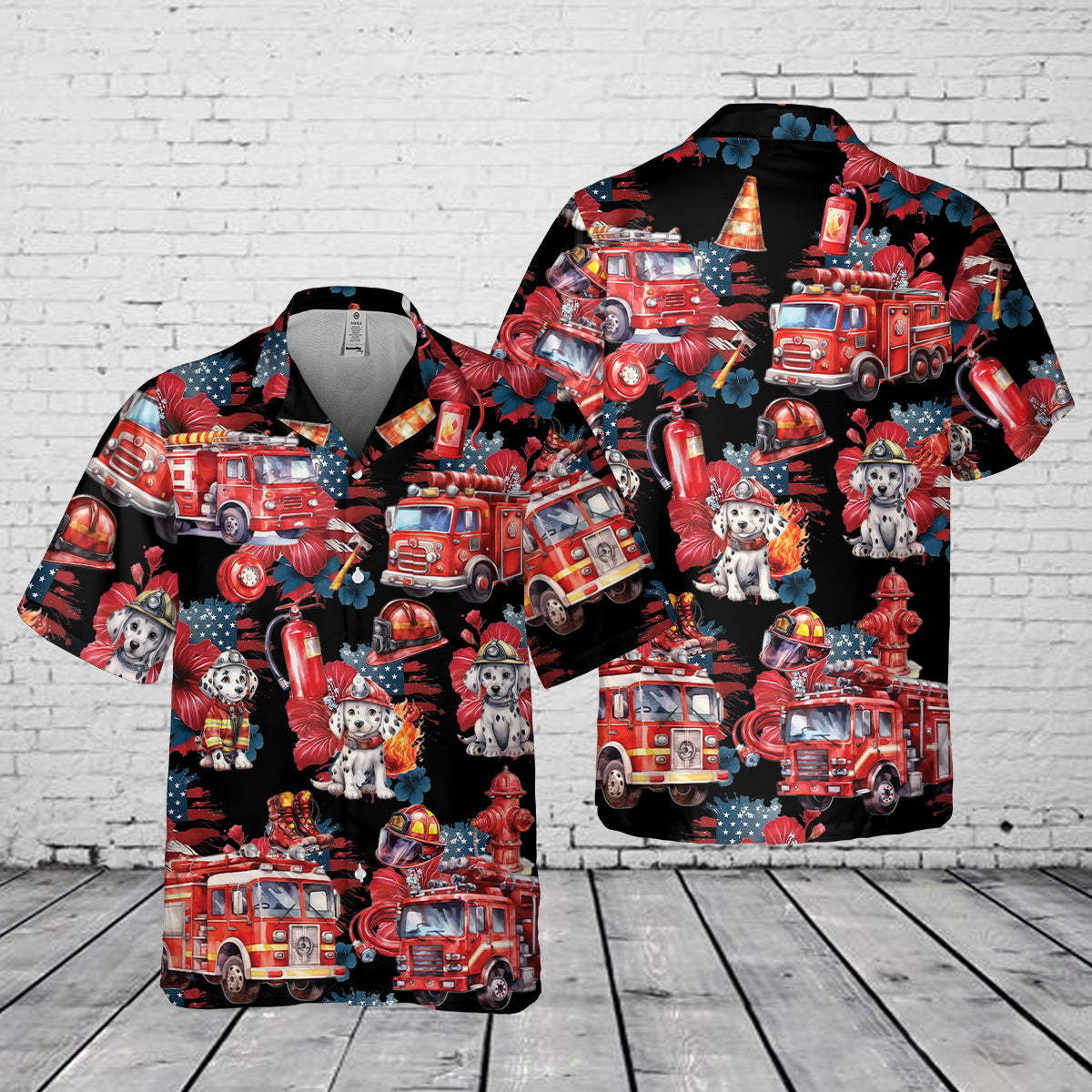 fire truck pocket hawaiian shirt 1