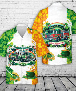 Fire Truck St Patrick's Day Hawaiian Shirt