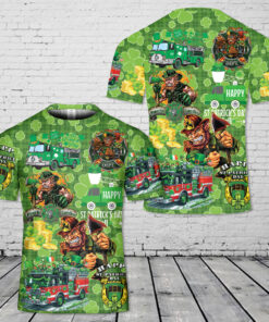 Fire Truck St Patrick's Day T-Shirt 3D