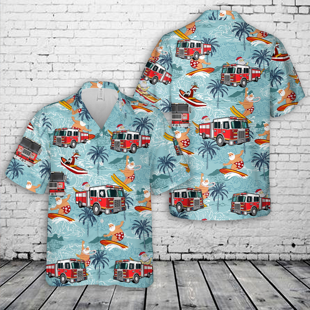 fire trucks christmas in july hawaiian shirt 1 7bgw9