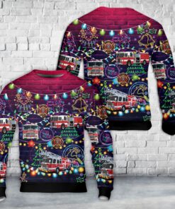 Firefighter Fire Truck Christmas AOP Sweater