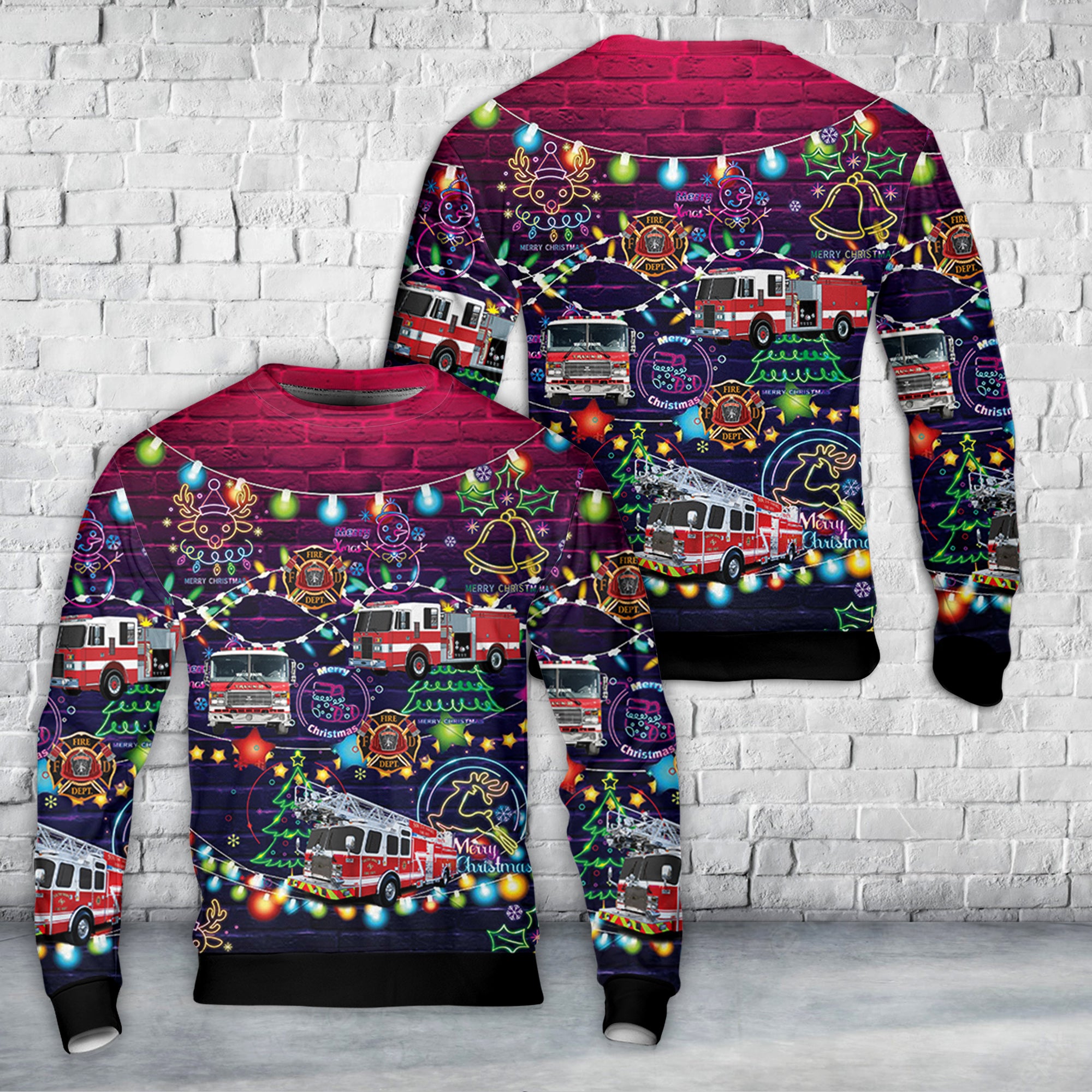 firefighter fire truck christmas aop sweater 1 vvr7k