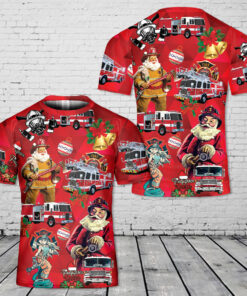 Firefighter Fire Truck Christmas T-Shirt 3D