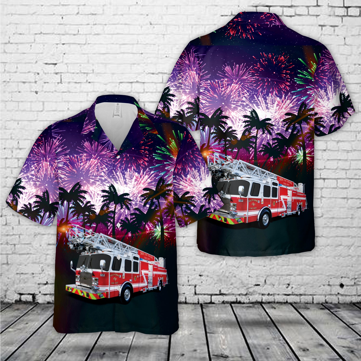 firefighter fire truck firework hawaiian shirt 1 8gnaz