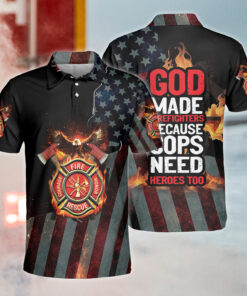 Firefighter Polo Shirt for Men – Patriotic American Flag Hero Gift Idea