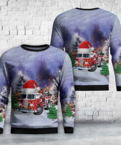 Firefighter Santa Christmas Sweater – Fire Truck Holiday Pullover for Men