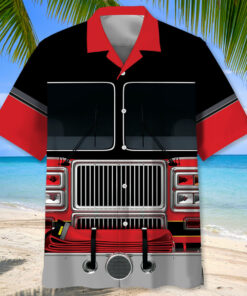 Funny Firefighter Truck Hawaiian Shirt – Engine Grill Front Print Beach Shirt