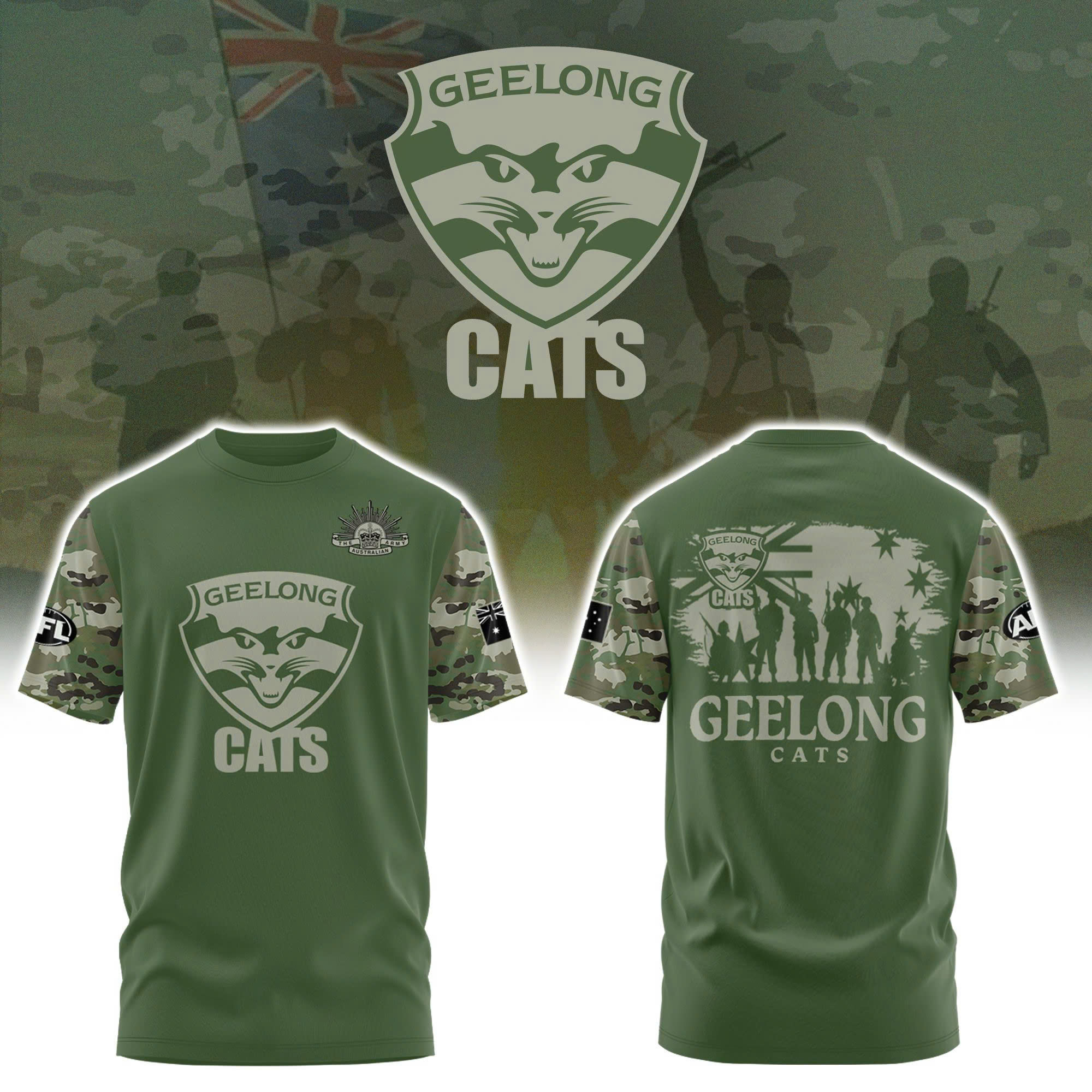 geelong cats veteran camo t shirt afl military tribute shirt 1 pkoda