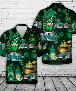 Green Old Fire Trucks Patrick's Day Hawaiian Shirt