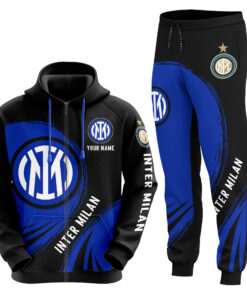 inter milan custom hoodie and jogger pants set personalized black and blue tracksuit for soccer fans 1 98em0