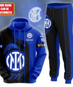 inter milan personalized hoodie and sweatpants set custom blue and black tracksuit for soccer fans gift for 1 85usk