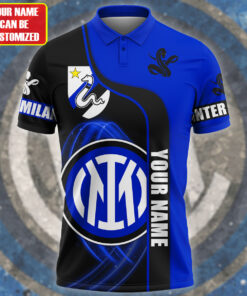 Inter Milan Personalized Polo Shirt, Custom Blue and Black Soccer Jersey for Fans, Gift for Inter Supporters