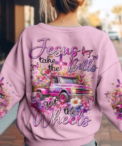 Jesus Take The Bills Sweatshirt – Pink Floral Vintage Truck Christian Pullover for Women