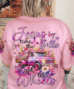 jesus take the bills sweatshirt pink floral vintage truck christian pullover for women 12 53nuj