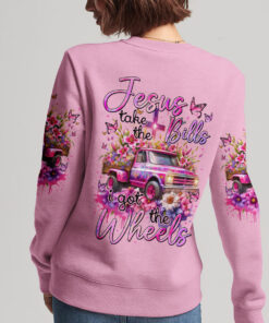 jesus take the bills sweatshirt pink floral vintage truck christian pullover for women 5 fgbo8