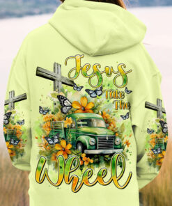 Jesus Take the Wheel Hoodie – Green Vintage Truck Christian Sweatshirt