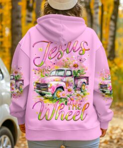 Jesus Take the Wheel Hoodie – Pink Floral Vintage Truck Christian Pullover