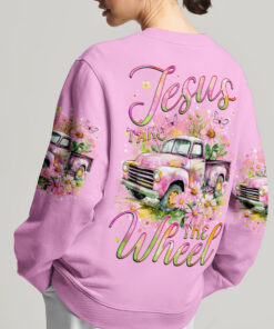 jesus take the wheel hoodie pink floral vintage truck christian pullover 14 kcmtv