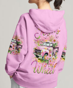 jesus take the wheel hoodie pink floral vintage truck christian pullover 4 vl761