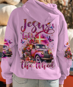 Jesus Take The Wheel Hoodie – Vintage Floral Truck Christian Sweatshirt for Women