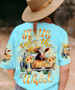 jesus take the wheel shirt cow and sunflower christian truck tee 14 uyox9