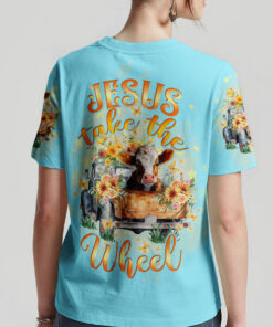 jesus take the wheel shirt cow and sunflower christian truck tee 4 ewmov