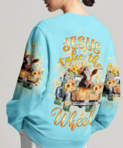 jesus take the wheel shirt cow and sunflower christian truck tee 6 2peom