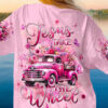 jesus take the wheel shirt pink floral vintage truck christian tee 1 00q7y