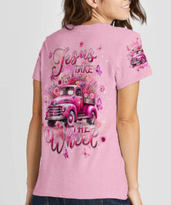 jesus take the wheel shirt pink floral vintage truck christian tee 14 9w6yg