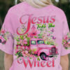 jesus take the wheel shirt pink vintage floral christian t shirt for women 1 pxucq