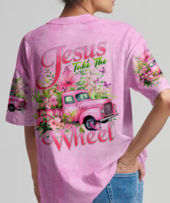 jesus take the wheel shirt pink vintage floral christian t shirt for women 4 yg45a